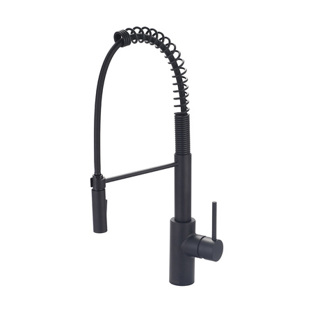 PIONEER FAUCETS Single Handle Spring Pull-Down Kitchen Faucet, Compression Hose, Blk, Number of Holes: 1 Hole 2MT270-MB